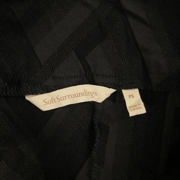 Soft Surroundings Crop Pants PS Black Geometric Notch Ankle Pull On Petite Small - Picture 11 of 13